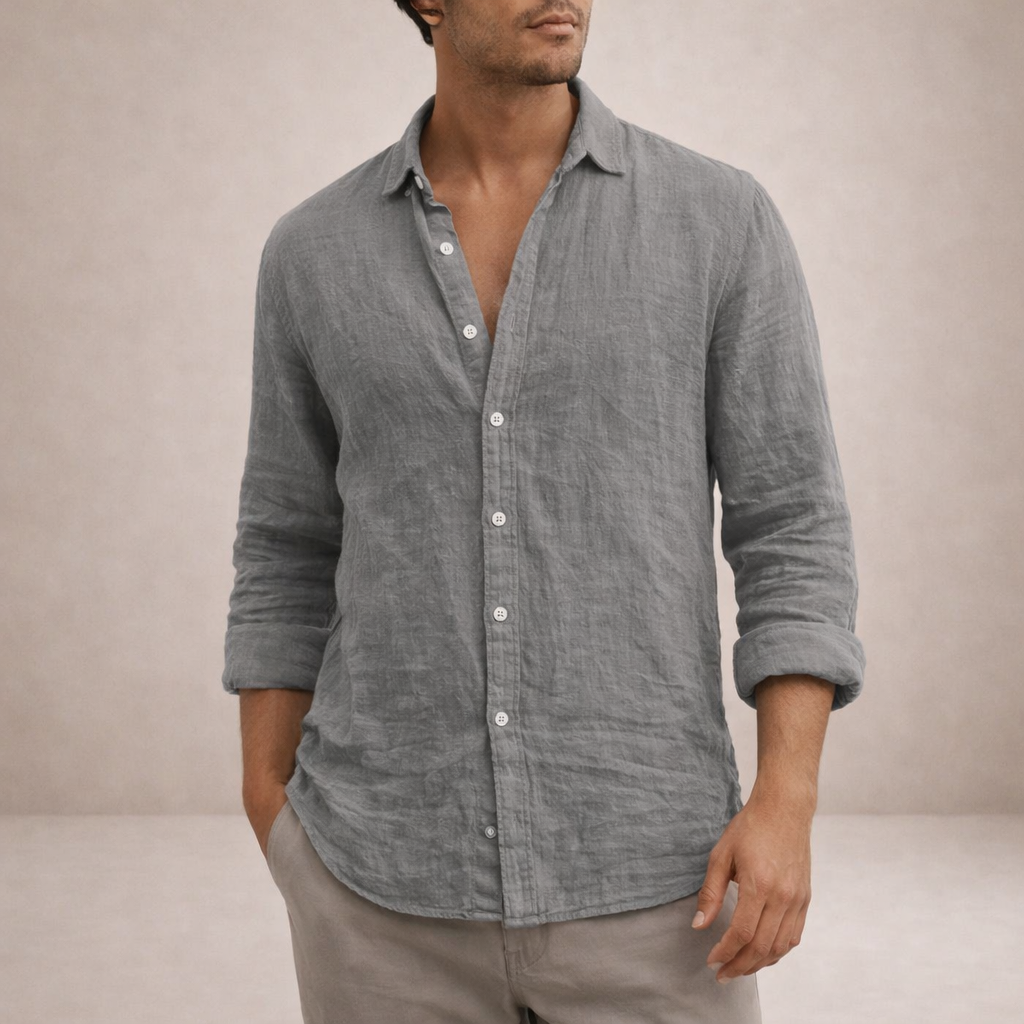 Men's Relaxed Linen Button-Down Shirt
