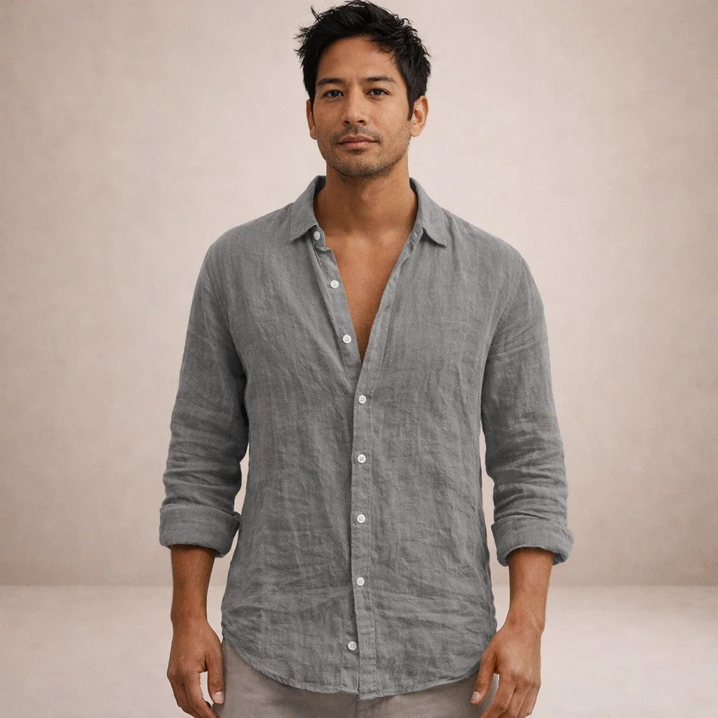Men's Relaxed Linen Button-Down Shirt