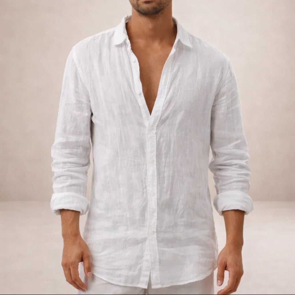 Men's Relaxed Linen Button-Down Shirt