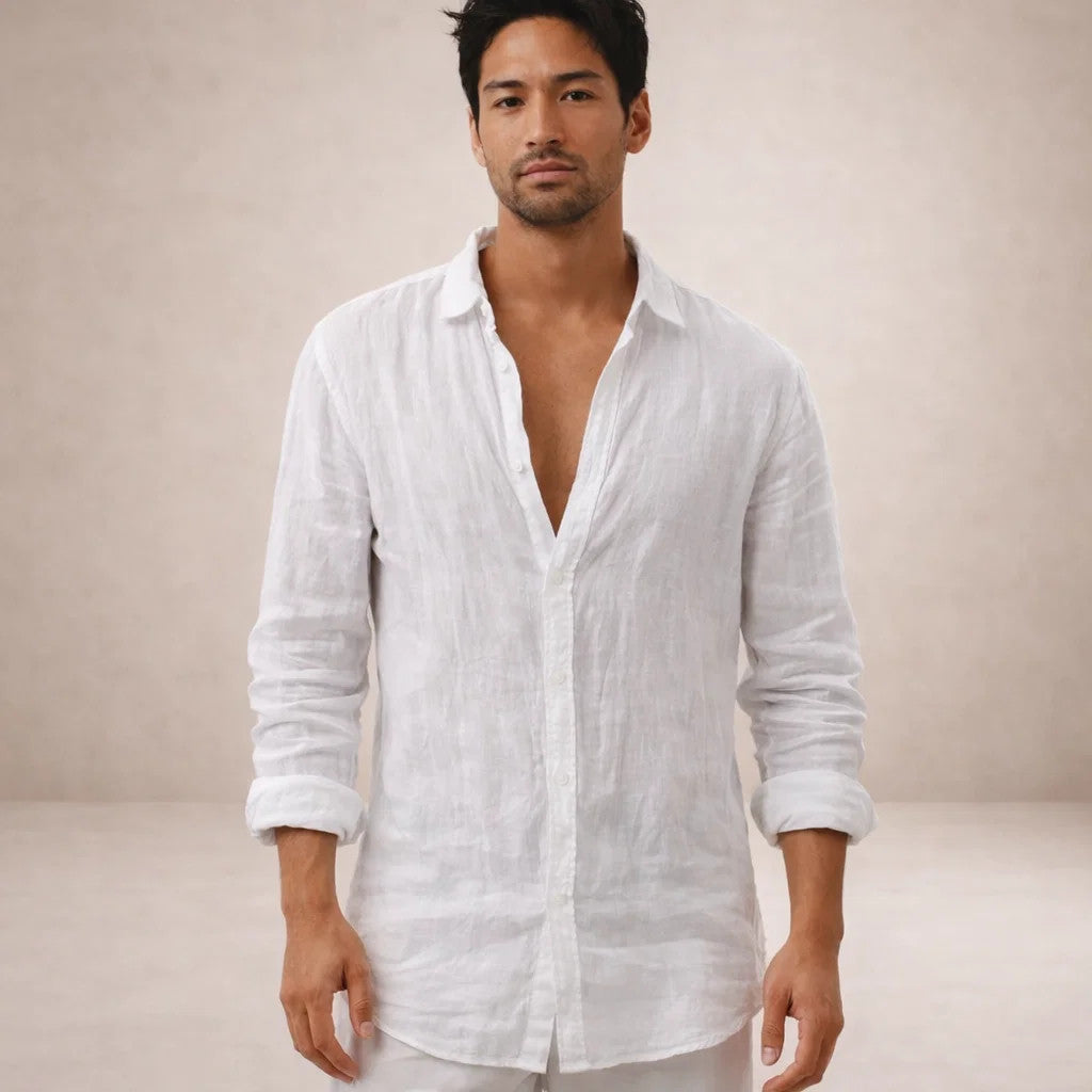 Men's Relaxed Linen Button-Down Shirt