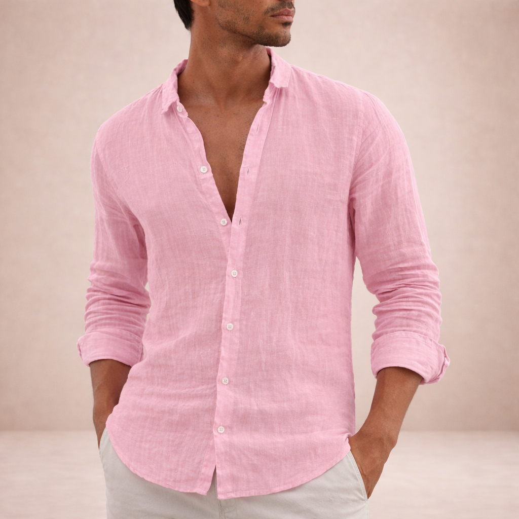 Men's Relaxed Linen Button-Down Shirt