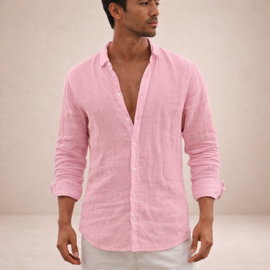 Men's Relaxed Linen Button-Down Shirt