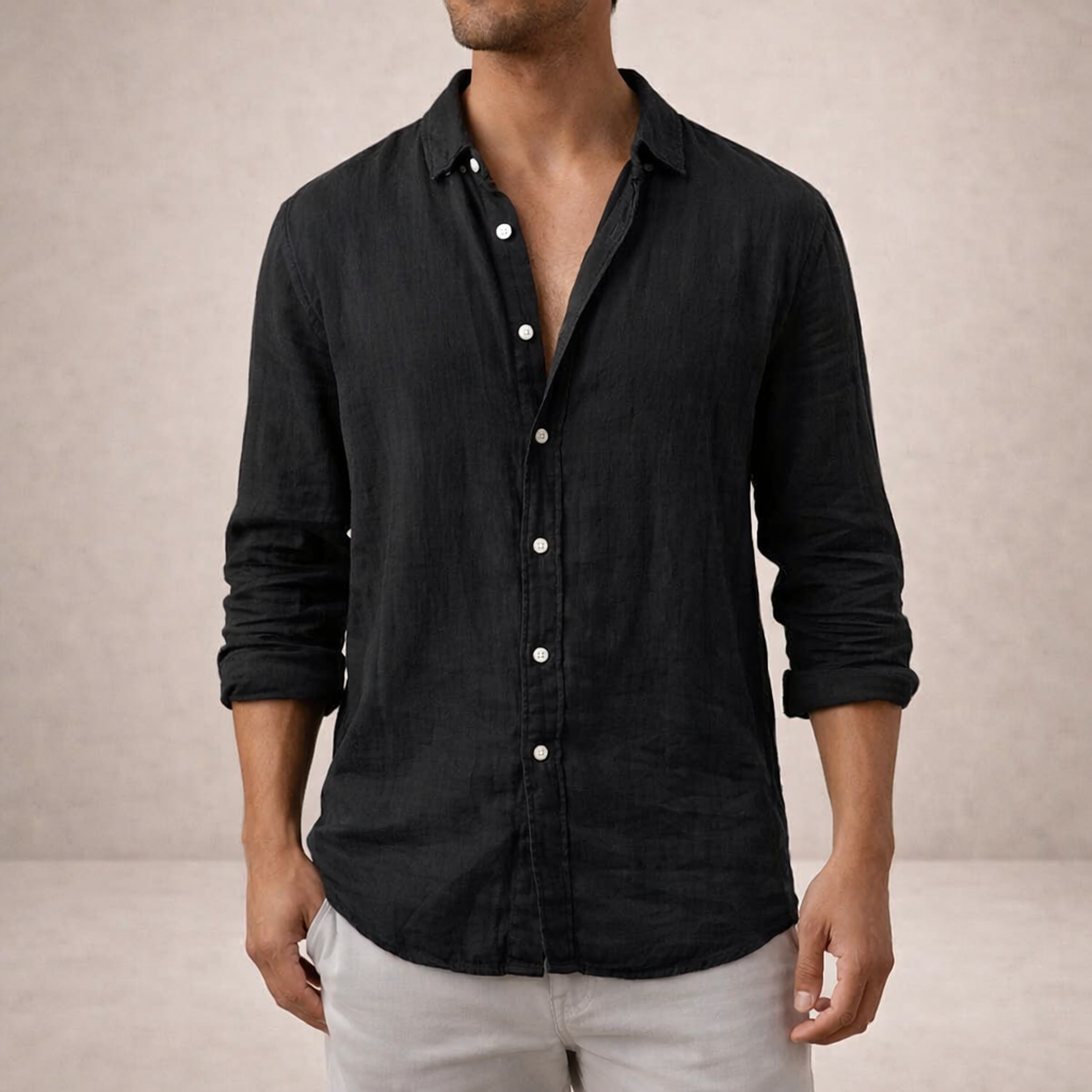 Men's Relaxed Linen Button-Down Shirt