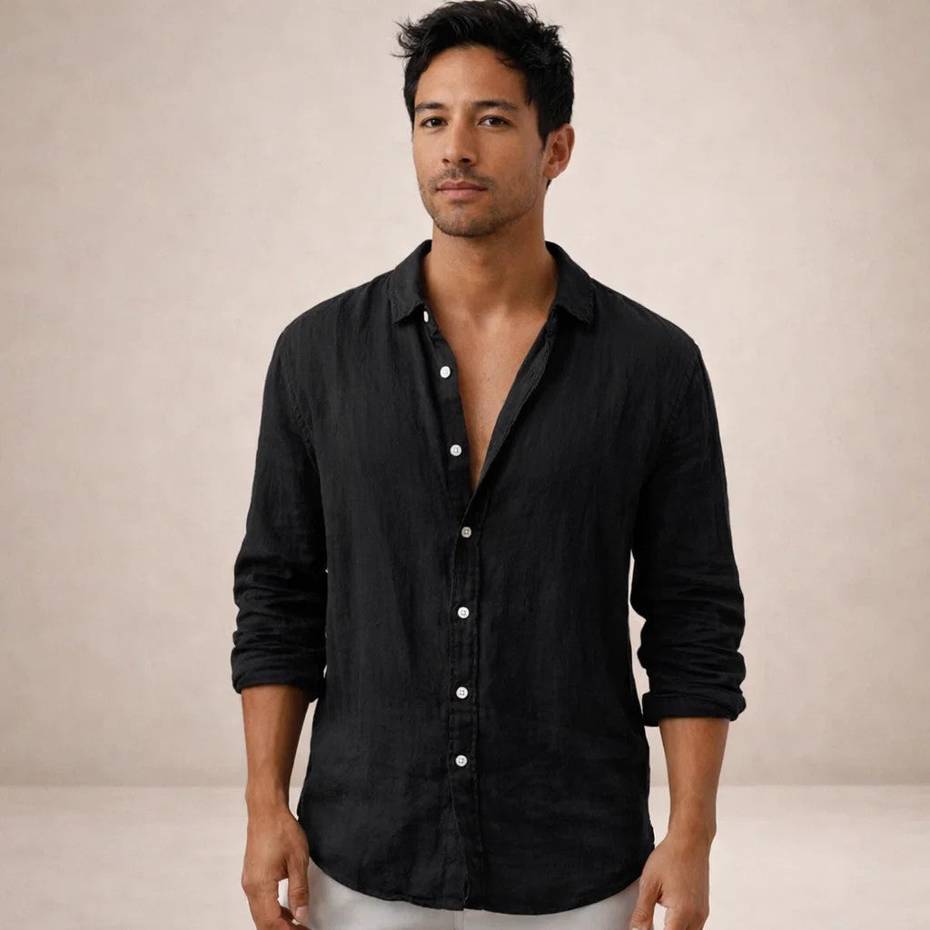 Men's Relaxed Linen Button-Down Shirt