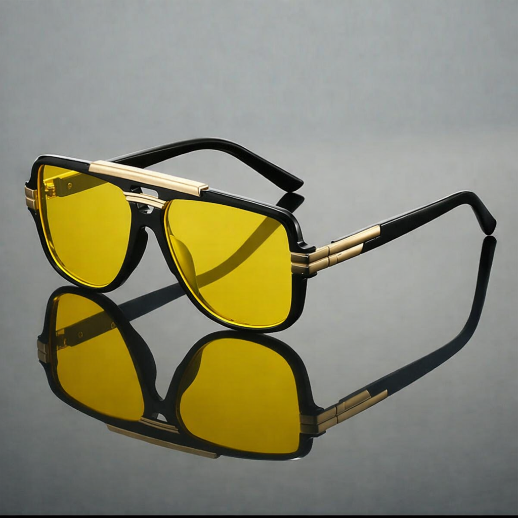 Men's Retro Double-Bar Gradient Sunglasses