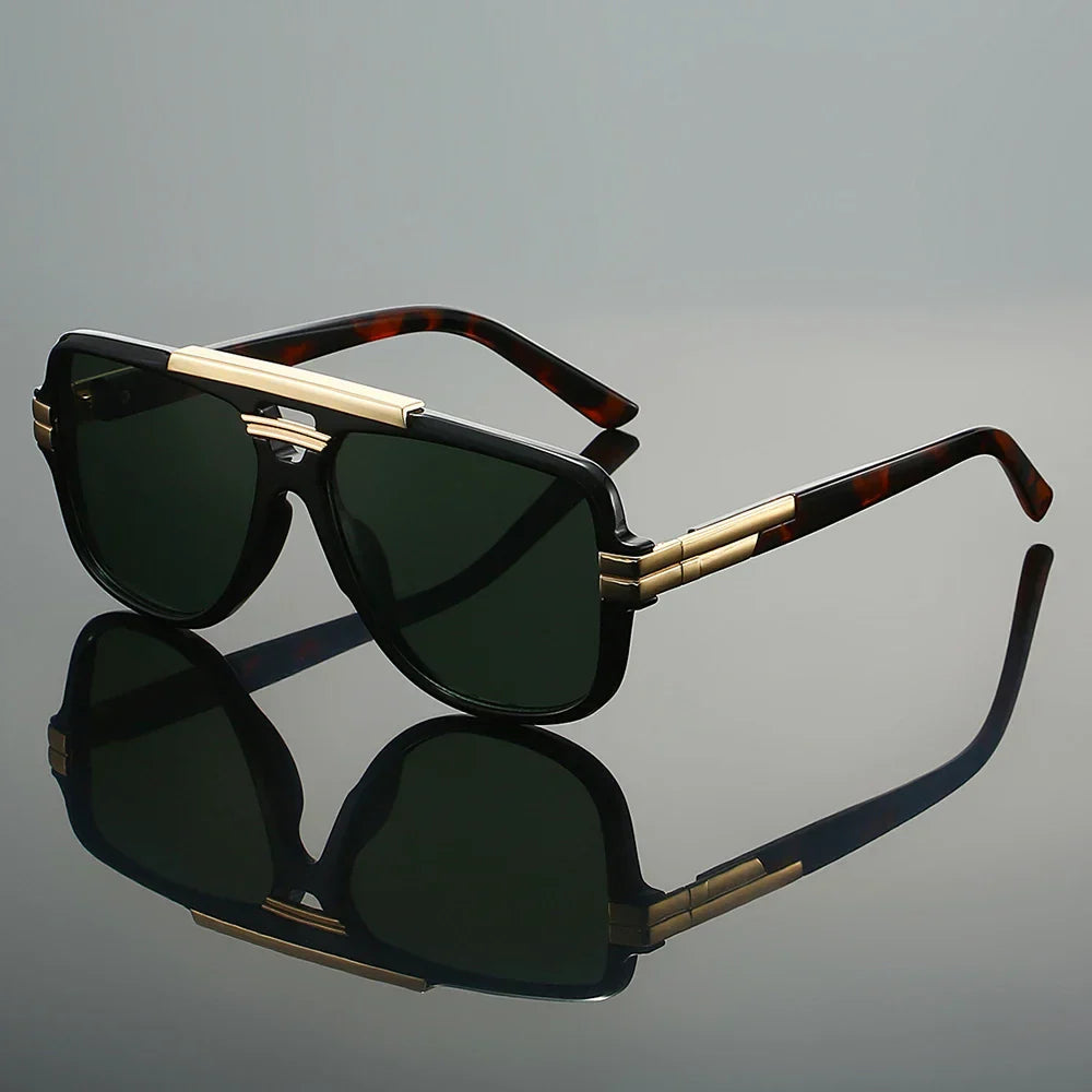 Men's Retro Double-Bar Gradient Sunglasses