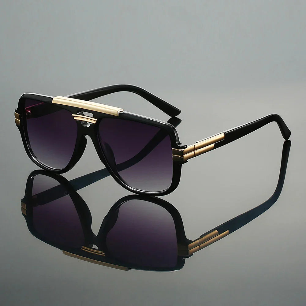 Men's Retro Double-Bar Gradient Sunglasses