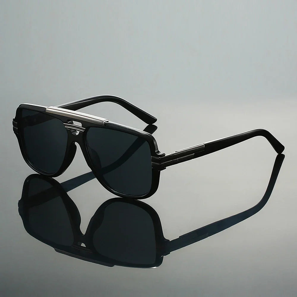 Men's Retro Double-Bar Gradient Sunglasses