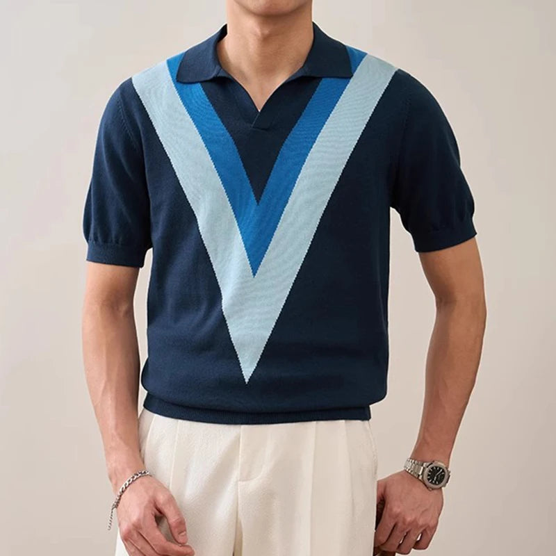 Men's Retro Open Collar Polo Shirt
