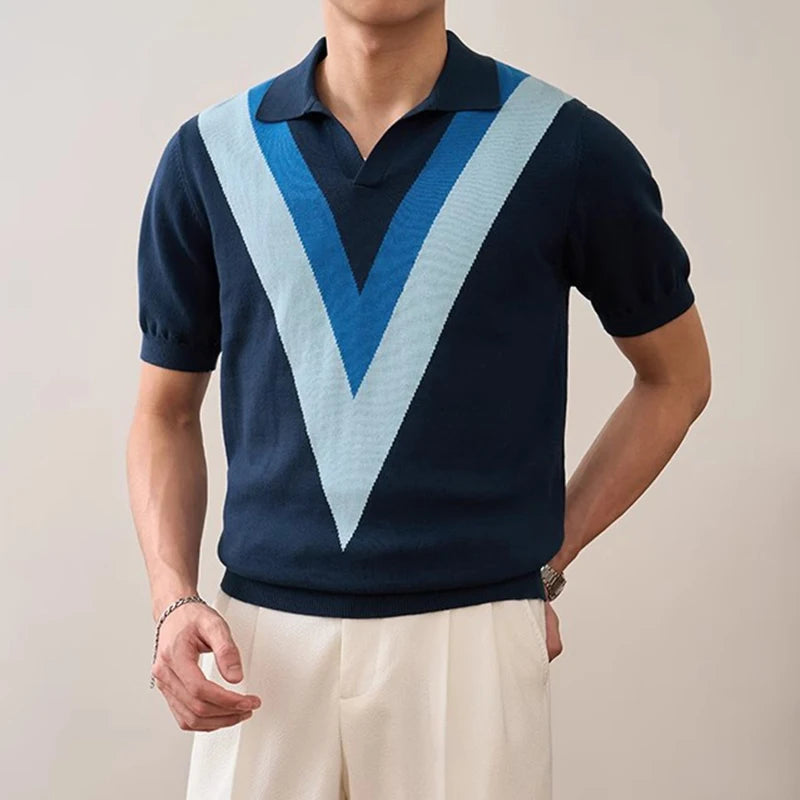Men's Retro Open Collar Polo Shirt