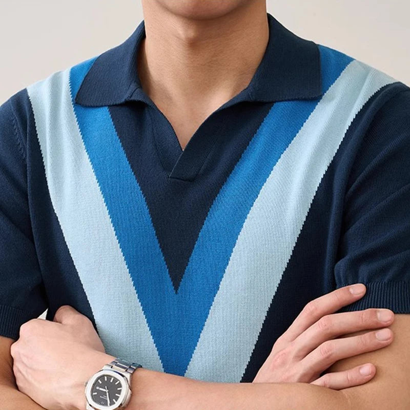Men's Retro Open Collar Polo Shirt
