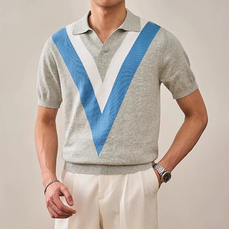 Men's Retro Open Collar Polo Shirt