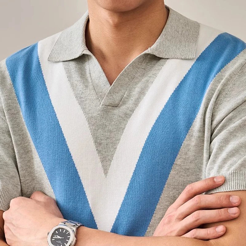 Men's Retro Open Collar Polo Shirt