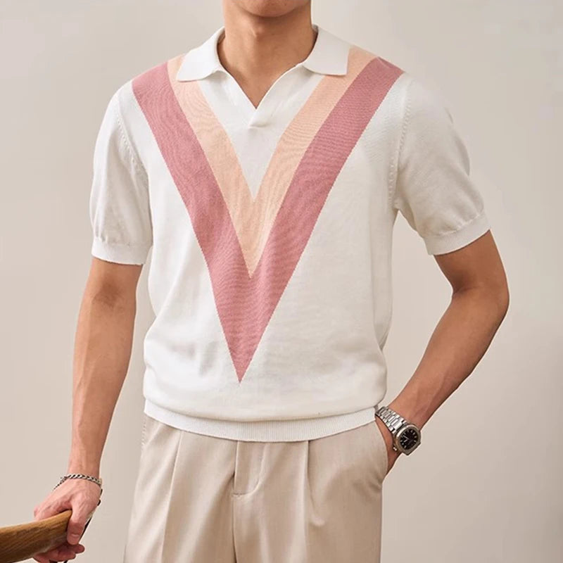 Men's Retro Open Collar Polo Shirt