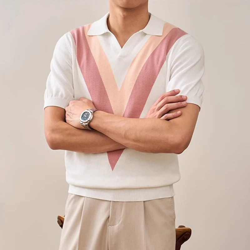 Men's Retro Open Collar Polo Shirt