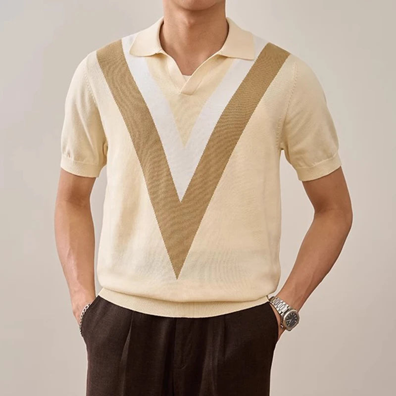 Men's Retro Open Collar Polo Shirt