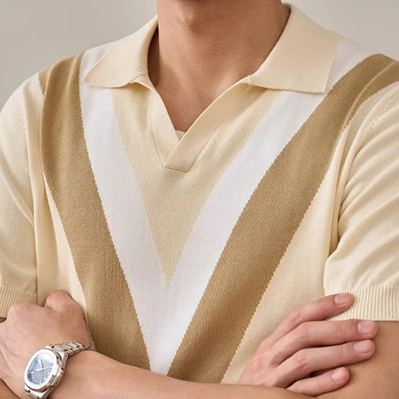 Men's Retro Open Collar Polo Shirt