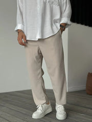 Men's Ribbed Fabric Straight Leg Trousers