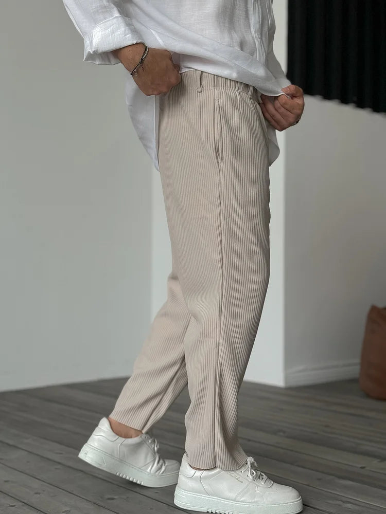Men's Ribbed Fabric Straight Leg Trousers