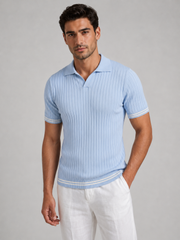Men's Ribbed Knit Pique Polo Shirt