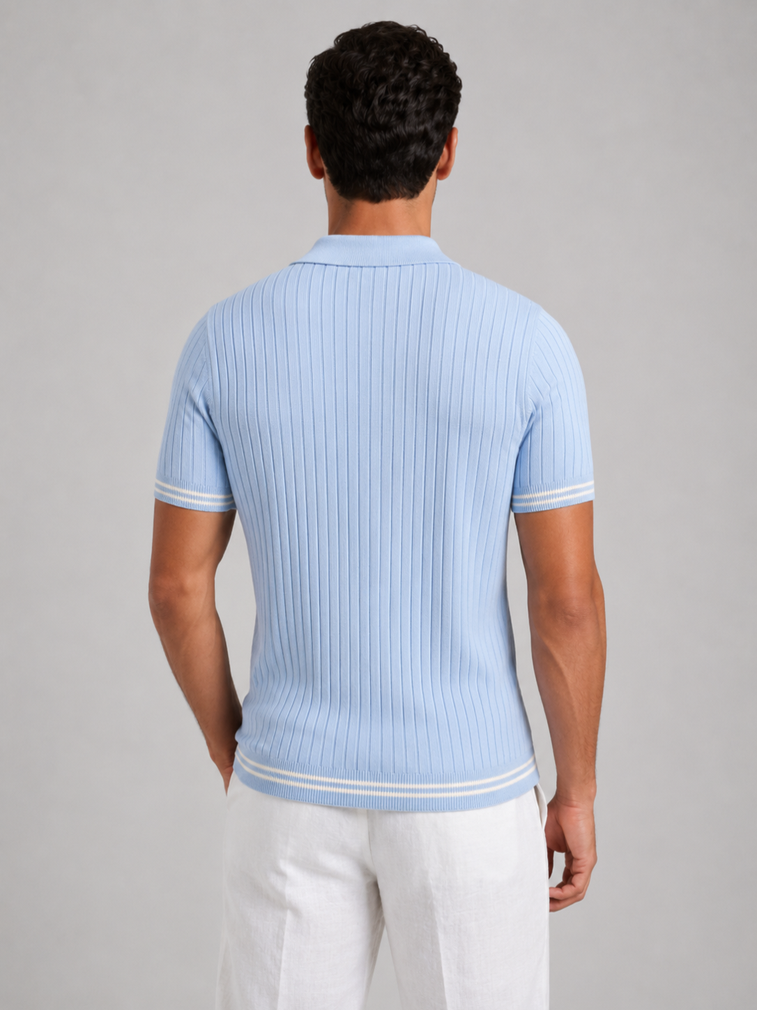 Men's Ribbed Knit Pique Polo Shirt