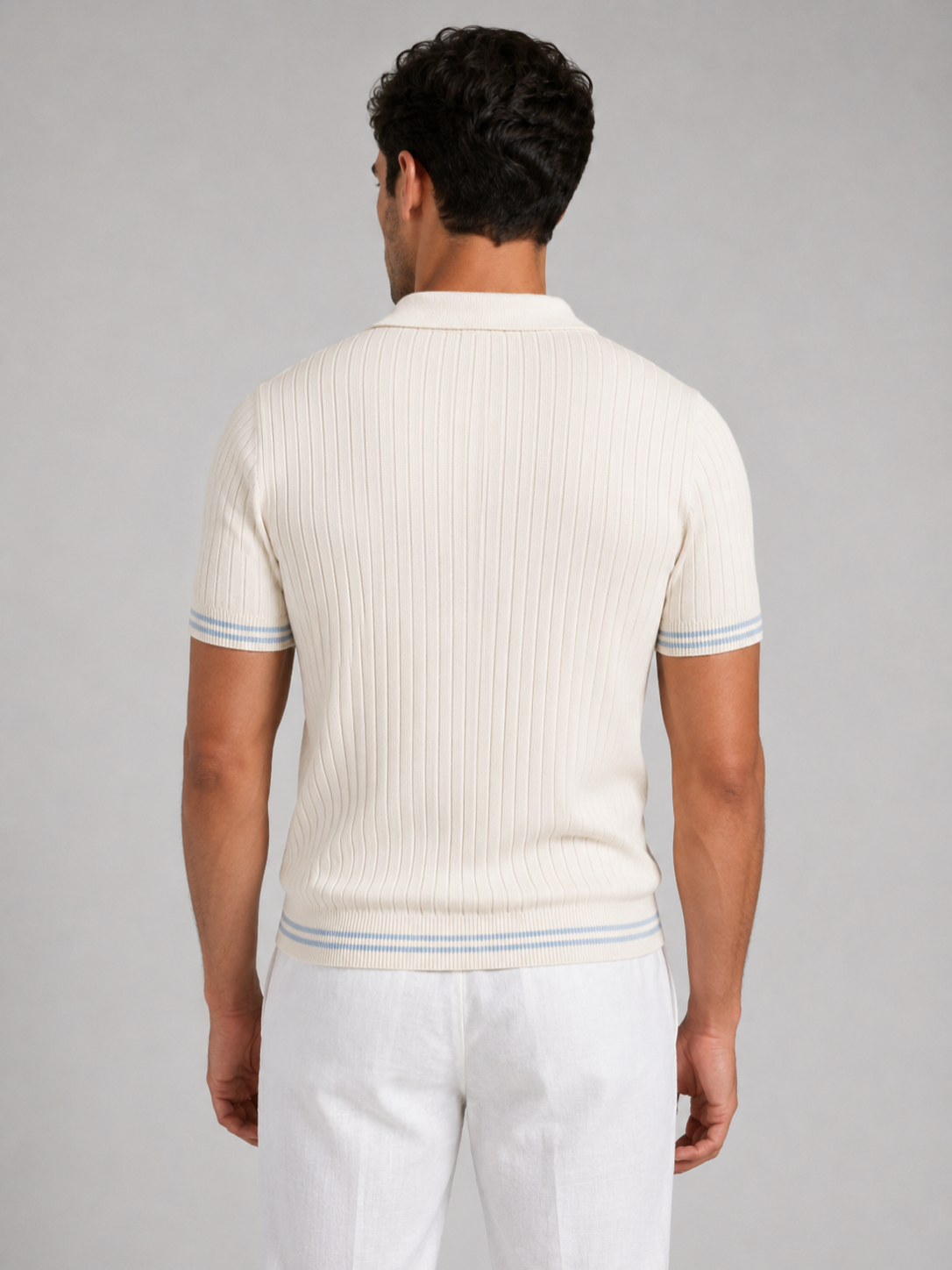 Men's Ribbed Knit Pique Polo Shirt