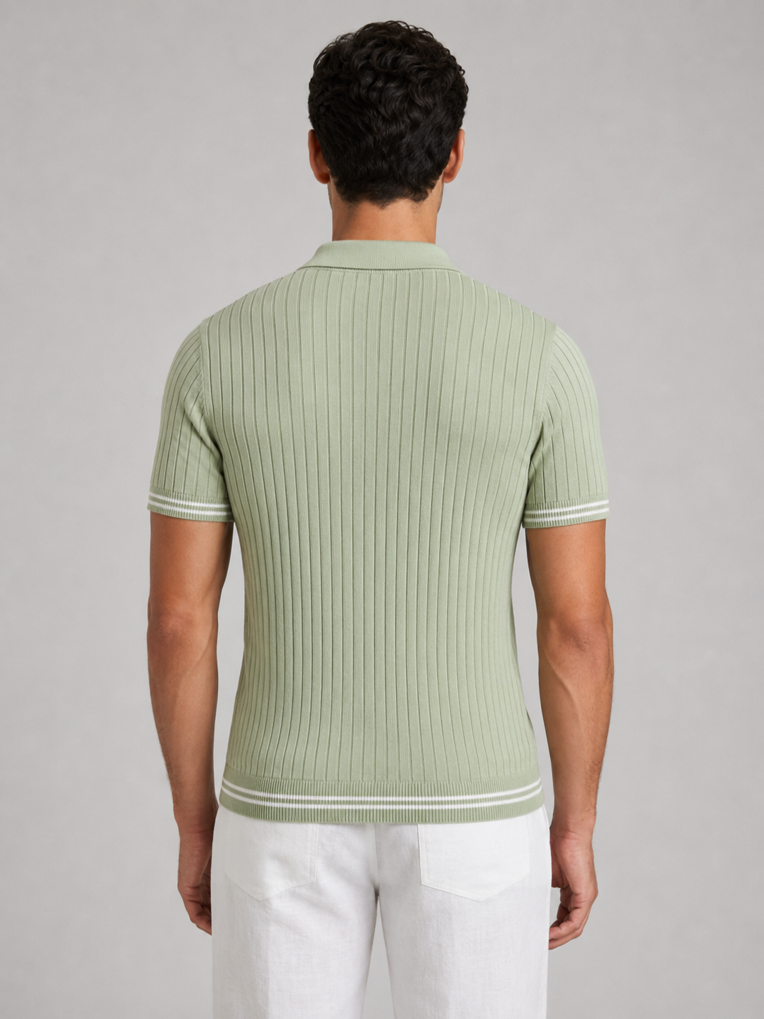 Men's Ribbed Knit Pique Polo Shirt