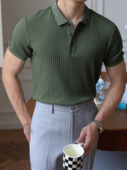 Men's Ribbed Knit Polo Shirt