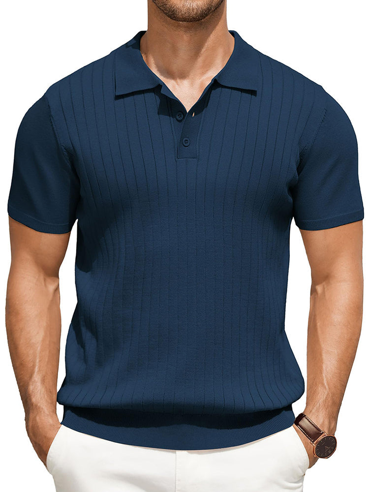 Men's Ribbed Knit Polo Shirt