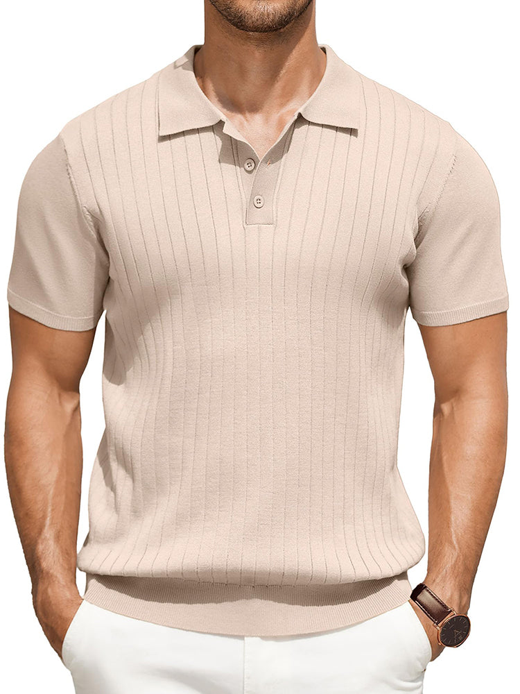 Men's Ribbed Knit Polo Shirt