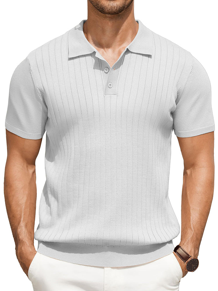 Men's Ribbed Knit Polo Shirt