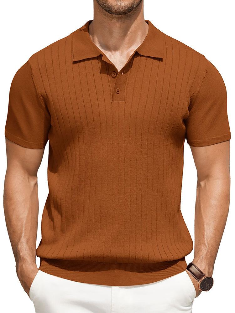 Men's Ribbed Knit Polo Shirt
