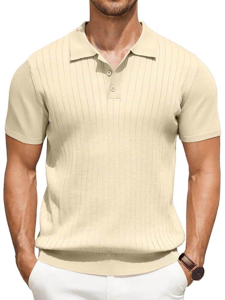 Men's Ribbed Knit Polo Shirt