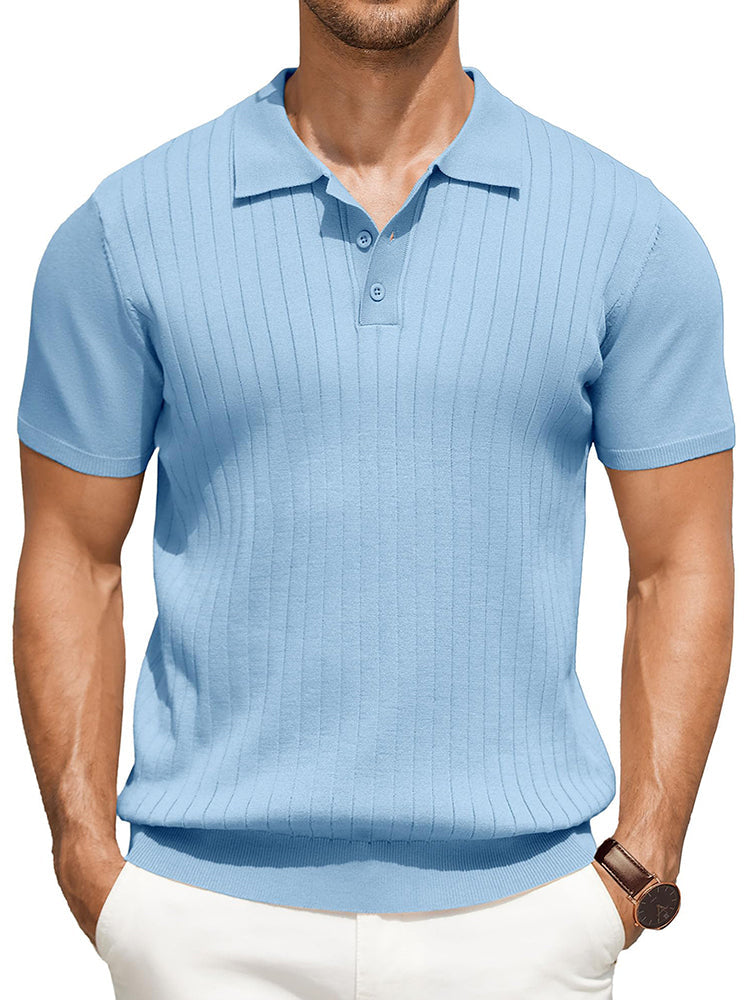 Men's Ribbed Knit Polo Shirt