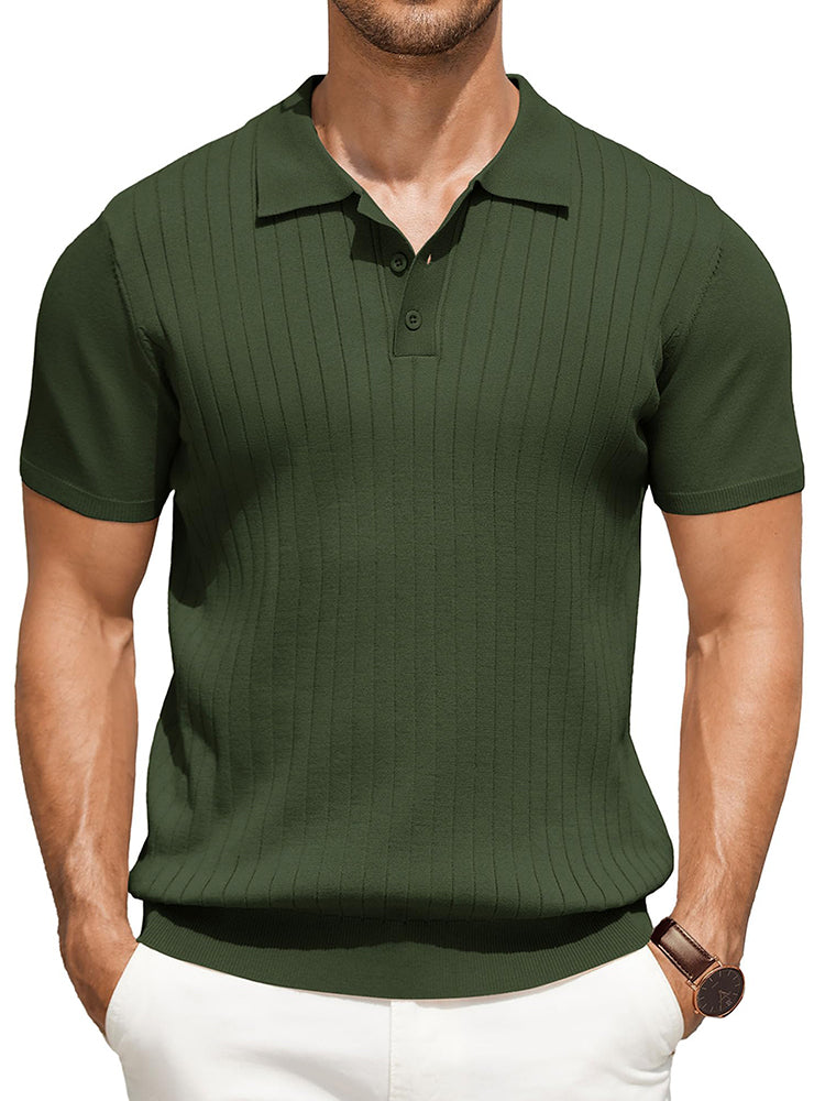 Men's Ribbed Knit Polo Shirt