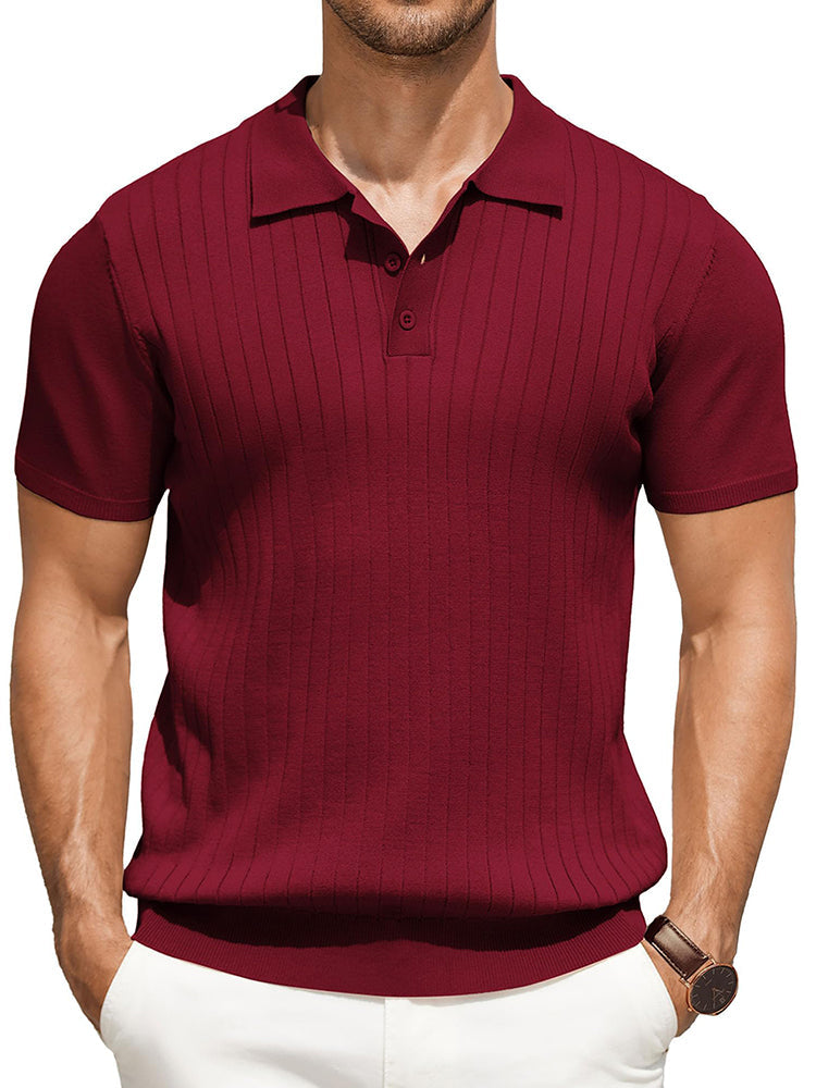 Men's Ribbed Knit Polo Shirt
