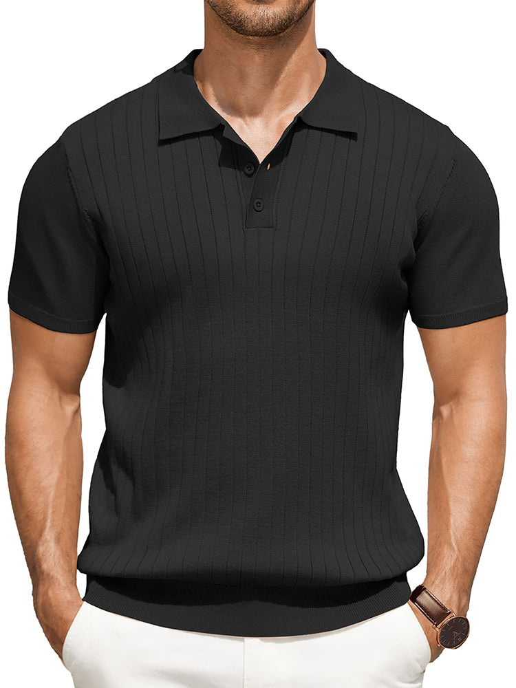 Men's Ribbed Knit Polo Shirt