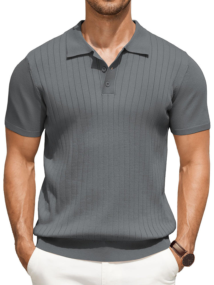 Men's Ribbed Knit Polo Shirt