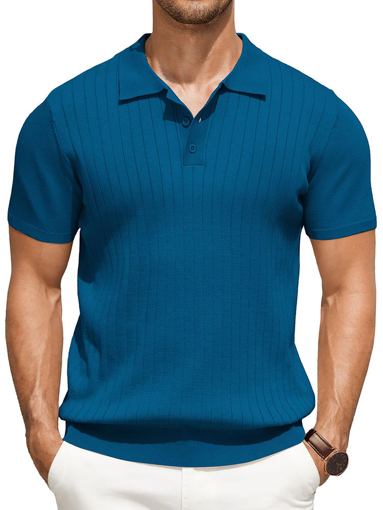 Men's Ribbed Knit Polo Shirt