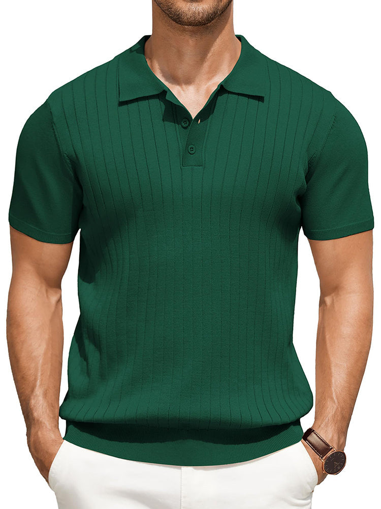 Men's Ribbed Knit Polo Shirt