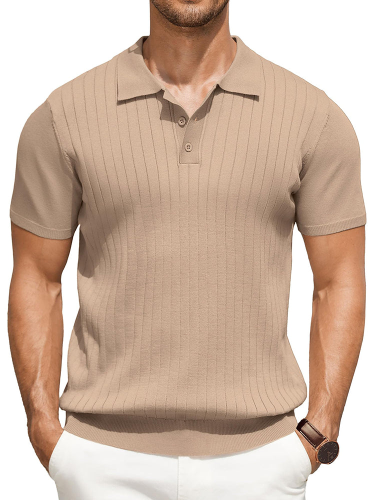 Men's Ribbed Knit Polo Shirt