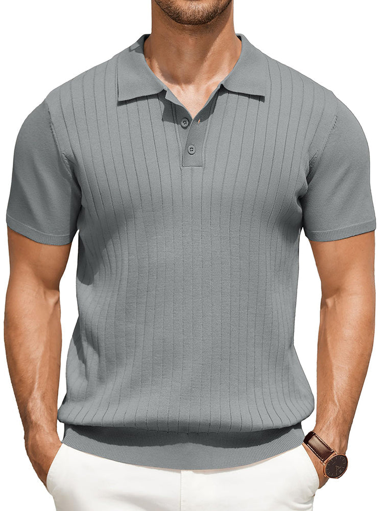 Men's Ribbed Knit Polo Shirt