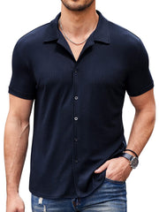 Men's Ribbed Knit Short Sleeve T Shirt