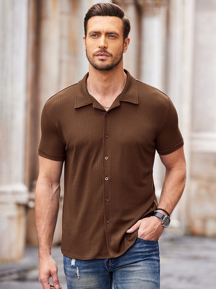 Men's Ribbed Knit Short Sleeve T Shirt