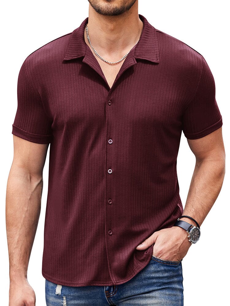 Men's Ribbed Knit Short Sleeve T Shirt