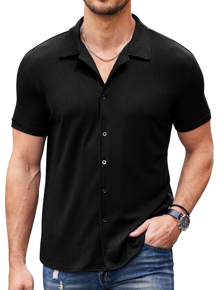 Men's Ribbed Knit Short Sleeve T Shirt