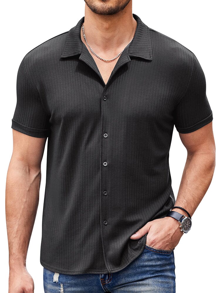 Men's Ribbed Knit Short Sleeve T Shirt