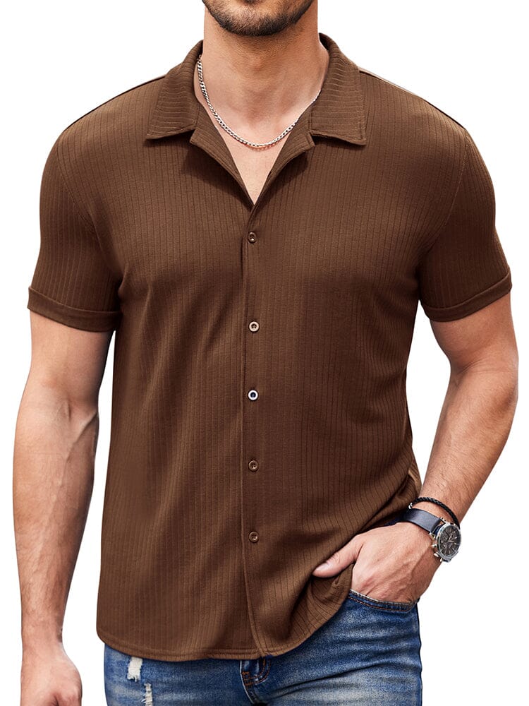 Men's Ribbed Knit Short Sleeve T Shirt
