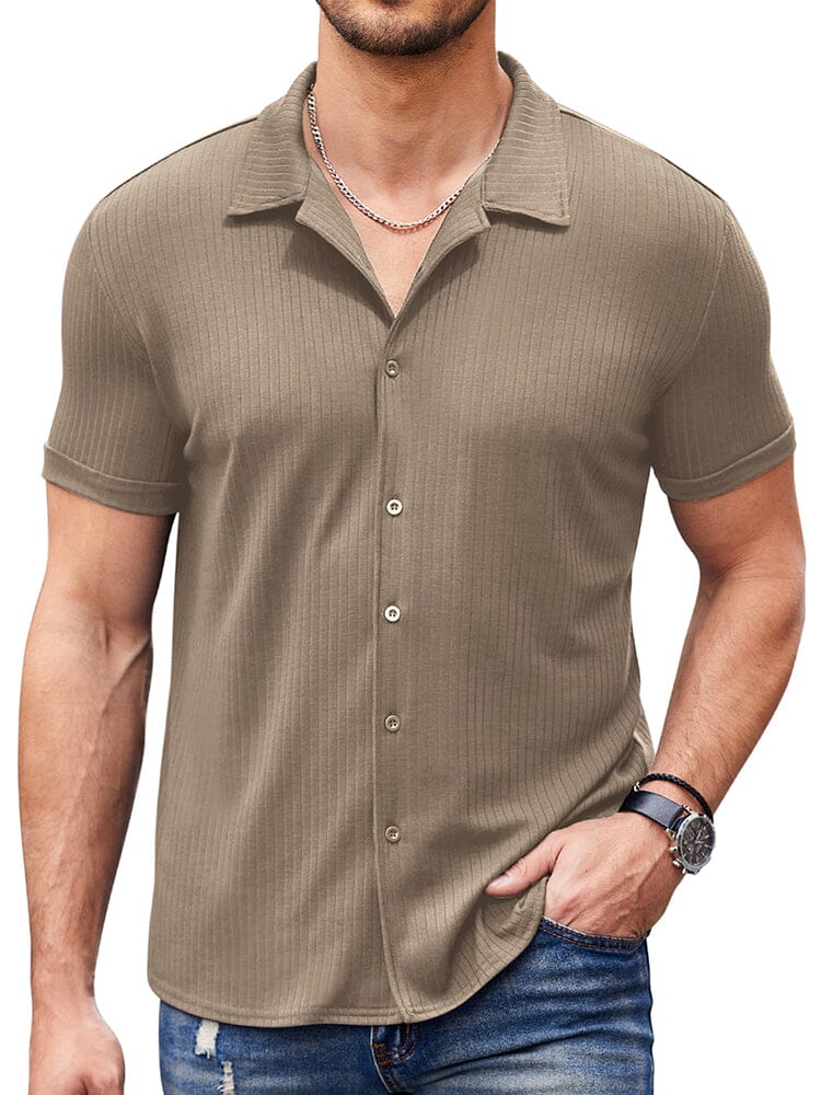 Men's Ribbed Knit Short Sleeve T Shirt