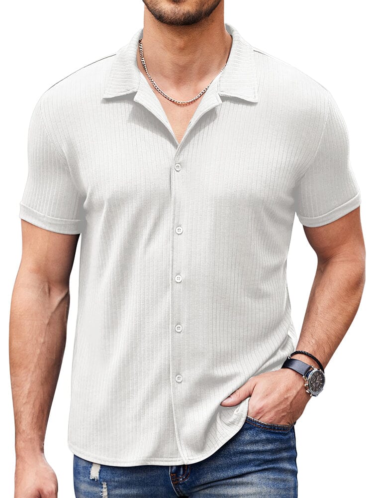 Men's Ribbed Knit Short Sleeve T Shirt